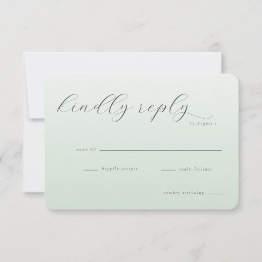 Calm Mint Minimalist Invitation 出欠カード (正面)