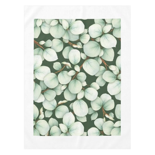 Calm Modern Eucalyptus Leaf Spring Tablecloth テーブルクロス (正面)