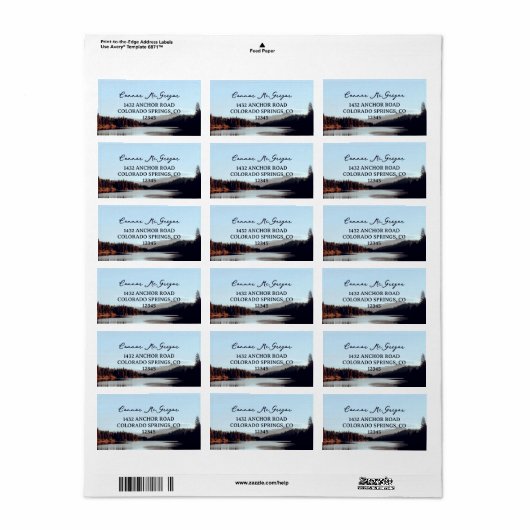 Calm Mountain Lake Forest Landscape ラベル (フルシート)