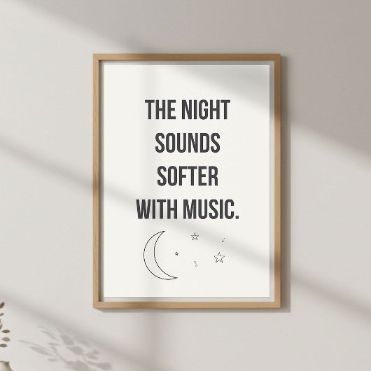 Calm Music Quote Wall Art. Bedroom Night Decor ポスター
