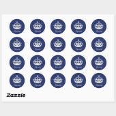 Calm Navy 保 Blue Crown Logo Party Favor Sticker ラウンドシール (シート)