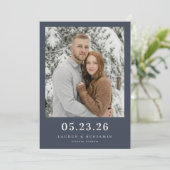 Calm Navy Minimalist Photo セーブザデート (スタンド正面)