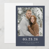 Calm Navy Minimalist Photo セーブザデート (正面/裏面)