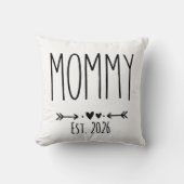 Calm Neutral Mommy Est Year Tall Lettering クッション (正面)