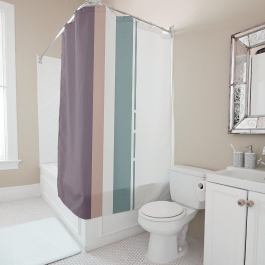Calm Neutral Stripes – Modern Bathroom Aesthetic シャワーカーテン (インサイチュ)