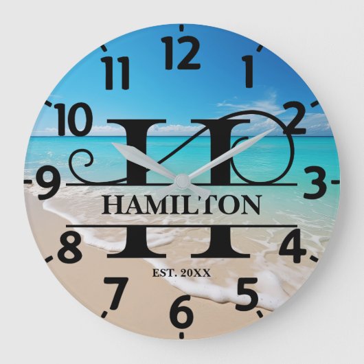 Calm Ocean Front H Monogram ラージ壁時計 (正面)