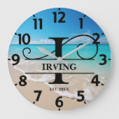 Calm Ocean Front I Monogram ラージ壁時計 (正面)