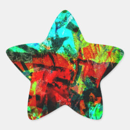 Calm orange bleu抽象芸術ブルー星ステッカー、深い 星シール