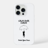 Calm Over Chaos – 編集可能な名言 猫 iPhone カー iPhoneケース (裏面)