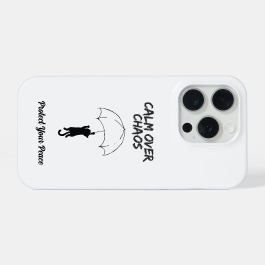 Calm Over Chaos – Editable Quote Cat iPhone Case iPhoneケース (裏面横)