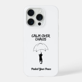 Calm Over Chaos – Editable Quote Cat iPhone Case 15 Proケース