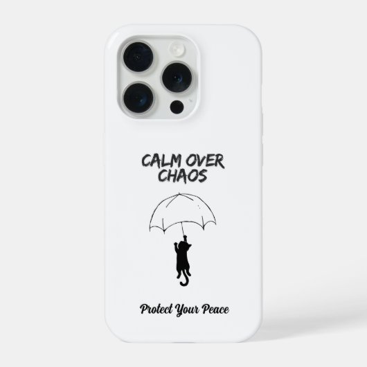 Calm Over Chaos – Editable Quote Cat iPhone Case iPhoneケース (裏面)