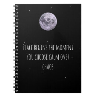Calm Over Chaos Moon Notebook– Peace Quote Journal ノートブック