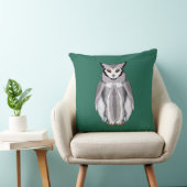 Calm Owl + Raised Eyebrow Mood Throw Pillow クッション (椅子)