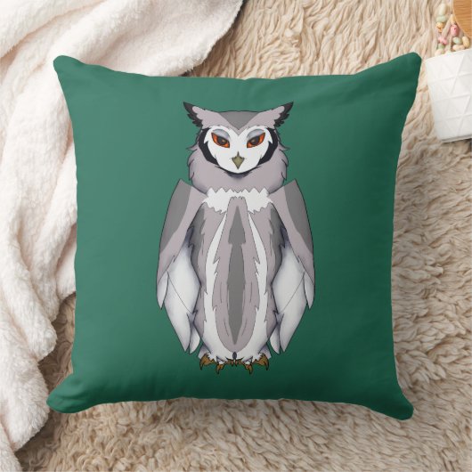 Calm Owl + Raised Eyebrow Mood Throw Pillow クッション (ブランケット)