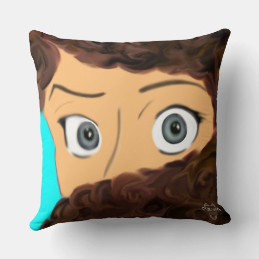 Calm Owl + Raised Eyebrow Mood Throw Pillow クッション (裏面)