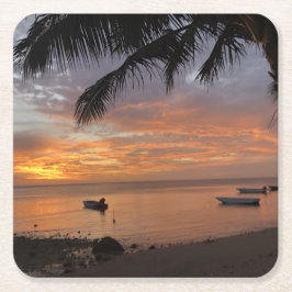 Calm Pacific Sunset Coaster – Tropical Ocean View  スクエアペーパーコースター
