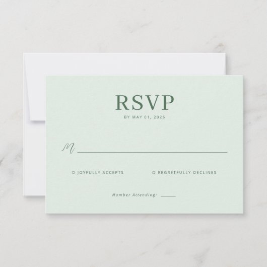 Calm Pastel Green RSVP Card (正面)