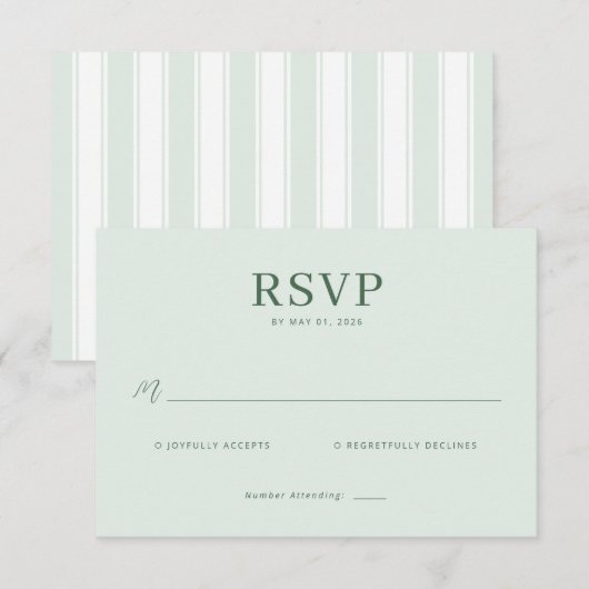 Calm Pastel Green RSVP Card (正面/裏面)