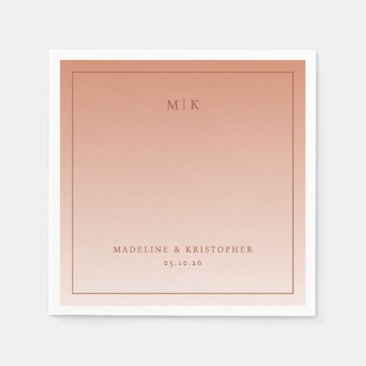 Calm Peach Minimalist スタンダードカクテルナプキン (正面)