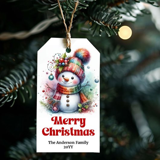 Calm Personalized Kids Gift Tag Christmas Snowman  ギフトタグ