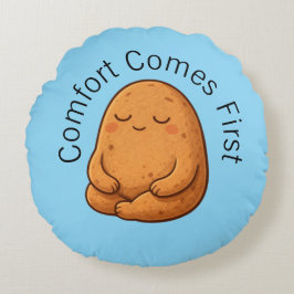 Calm Potato Persona Neutral Minimal Cartoon Art ラウンドクッション