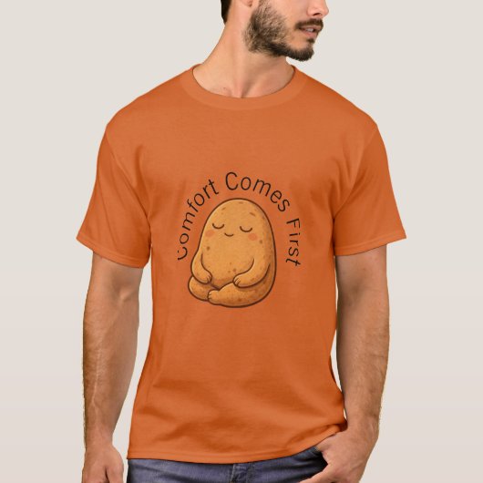 Calm Potato Persona Neutral Minimal Cartoon Art Tシャツ (正面)