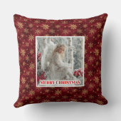 Calm Red Gold Angel Cozy Christmas Gift Pillow クッション (裏面)