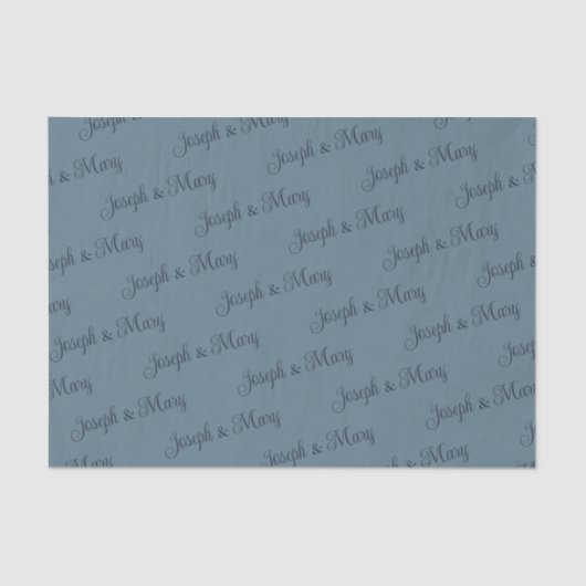 Calm Refined Stone Blue & Navy Script Wedding  薄葉紙 (正面)