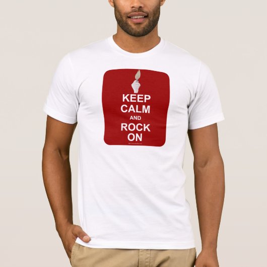Calm Rock On保おもしろいスローガン Tシャツ (正面)