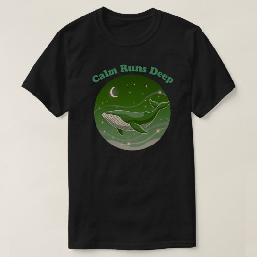 Calm Runs Deep Minimal Whale Ocean Mindfulness Tシャツ (デザイン正面)