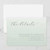 Calm Sage Minimalist Wedding Details Card エンクロージャーカード (正面/裏面)