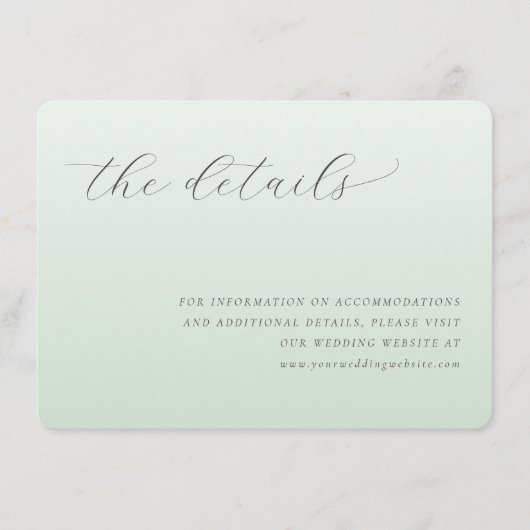 Calm Sage Minimalist Wedding Details Card エンクロージャーカード (正面)