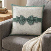 Calm Sage Sand Neutral Croquet Bow Decor クッション