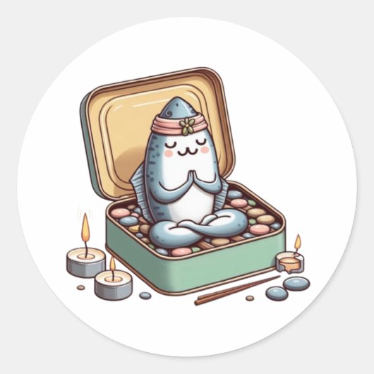  Calm Sardine Zen Master Sticker ラウンドシール (正面)