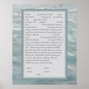 Calm Seas Ketubah with Canadian Reform文字 ポスター