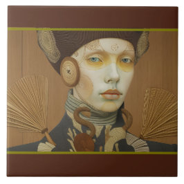 Calm serious gaze Ceramic Tile タイル