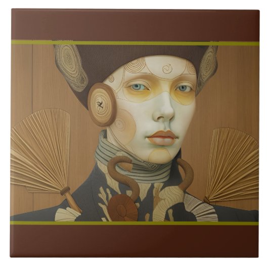 Calm serious gaze Ceramic Tile タイル (正面)