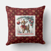 Calm Snowy Fawn Christmas Forest Gift Christmas クッション (裏面)