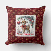 Calm Snowy Fawn Christmas Forest Gift Christmas クッション (正面)