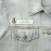 Calm Soft Green Greenery Round ID Photo 名札 (インサイチュ)