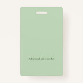 Calm Soft Green Greenery Round ID Photo Logo バッジ (裏面)