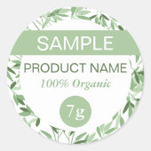 Calm Soft Green Greenery Sample Product Label ラウンドシール (正面)