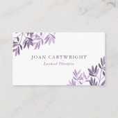 Calm Soft Purple Greenery葉 - セラピスト 名刺 (正面)