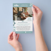 Calm Teal Leaves Wellness Promo Small Business チラシ (ハンドル)