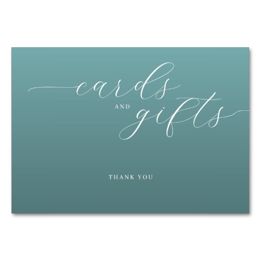Calm Teal Minimalist Gratitude Sign テーブルナンバー (正面)