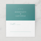 Calm Teal Minimalist Wedding Place Cards プレイスカード (外部開封)