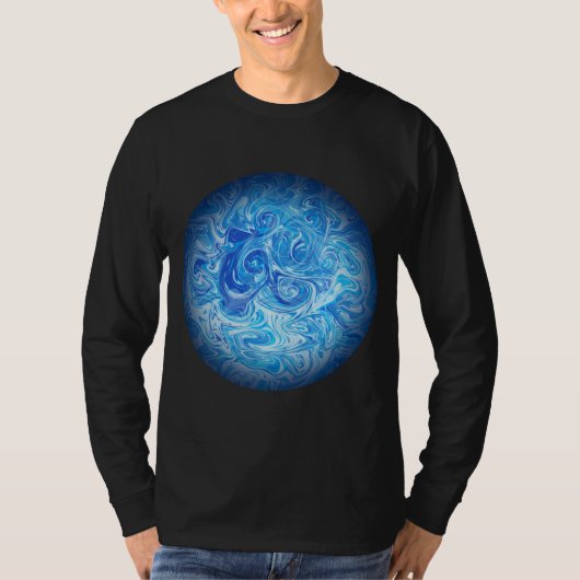 Calm Tide Fluid Art Long Sleeve T-Shirt Tシャツ (正面)