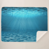 Calm Underwater Blue Ocean Light シェルパブランケット (正面(横))