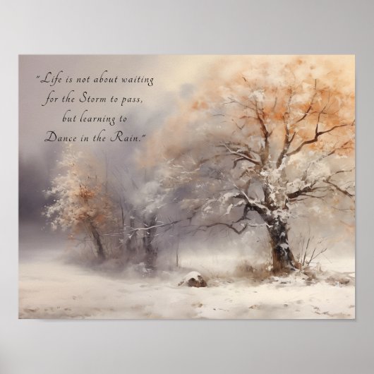 Calm Watercolor Landscape and Inspirational Quote ポスター (正面)